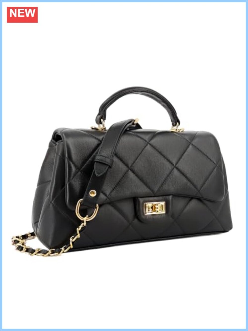 Quilted Leather Convertible Top Handle Crossbody Bag